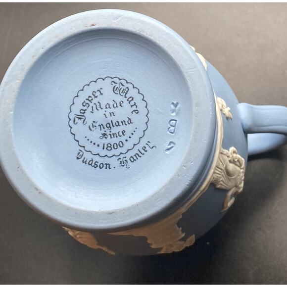 Dudson Hanley Jasper Ware Blue and White Grecian Embossed Pitcher - England Made - Picture 8 of 12